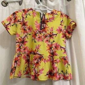 NWOT | Floral blouse yellow and pink size small